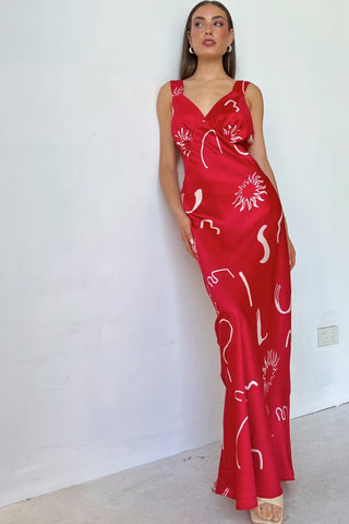 Boa Dress - Reds