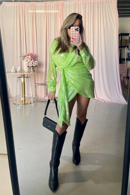 Tina Wrap Dress - Lime