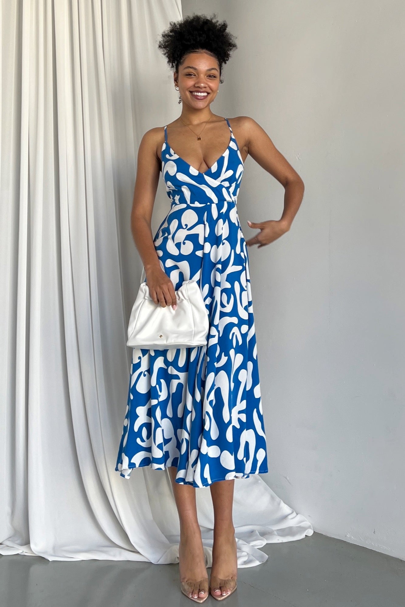 Rayana Dress - Blue/White