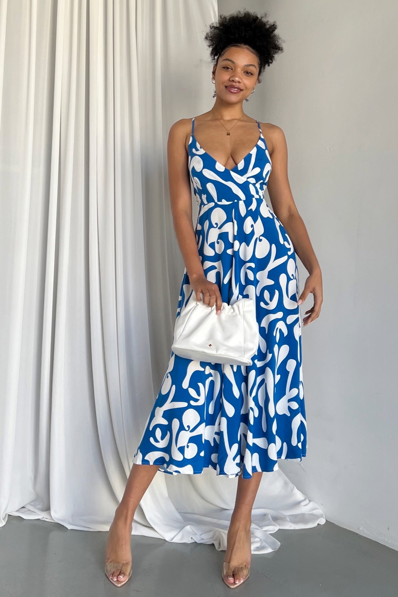 Rayana Dress - Blue/White