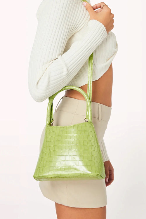 Billini Clover Shoulder Bag ~ Taupe Patent Croc