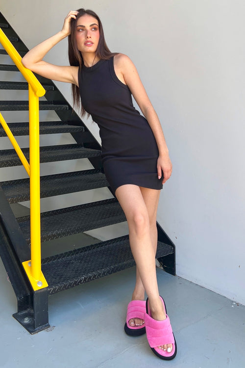 A Heather Singlet Dress - Black
