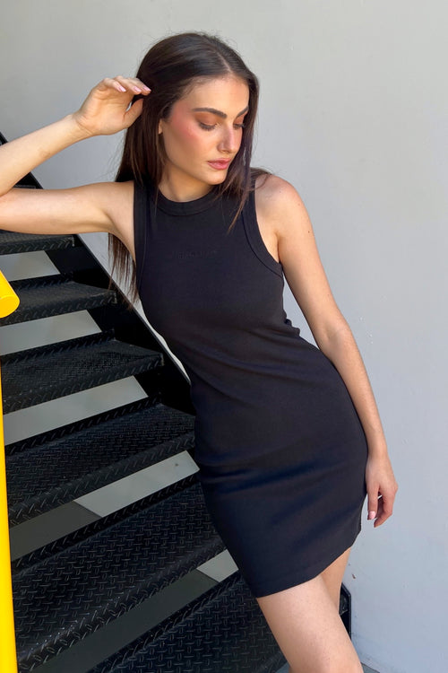 A Heather Singlet Dress - Black